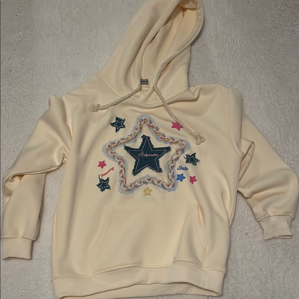 Aelfric Eden Cream Hoodie with Star Design
